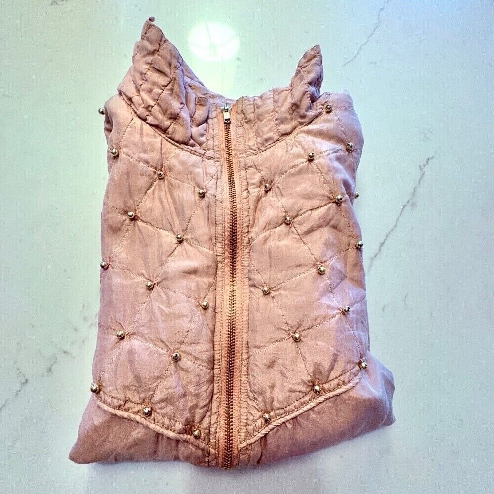 MAURADA Vntg 90's Y2K 100% Silk Pink Tracksuit, Quilted Jacket & Pants Set SZ XL - Picture 6 of 16